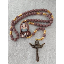 Terço São Padre Pio em Biscuit Infantil.